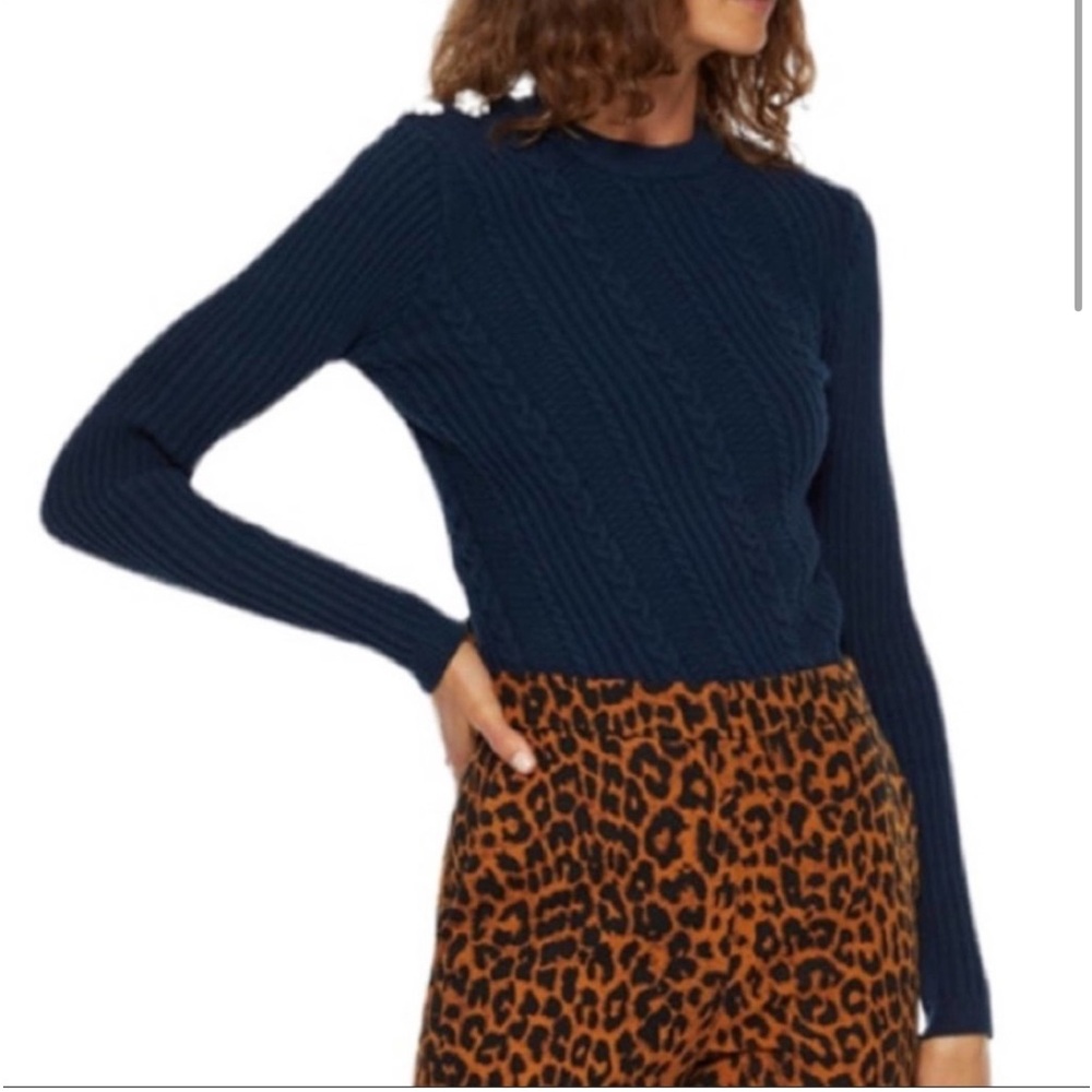 Ganni Cable-knit Sweater crystal Navy Blue chucky